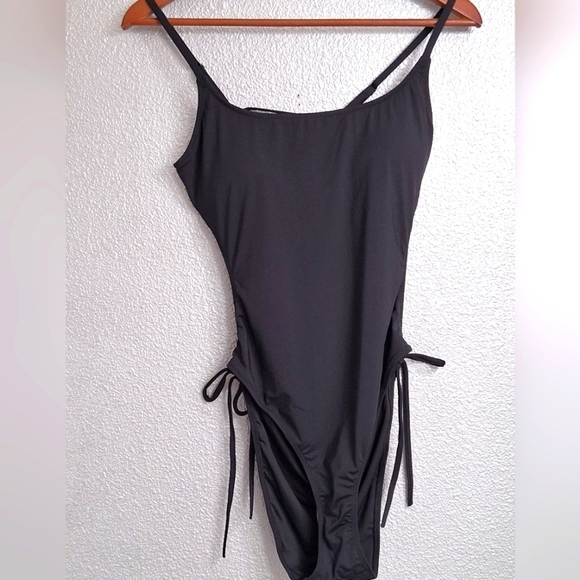 EUC Dobreva Black One-Piece Backless Swimsuit with Side Ties    Size 12 - Picture 1 of 9